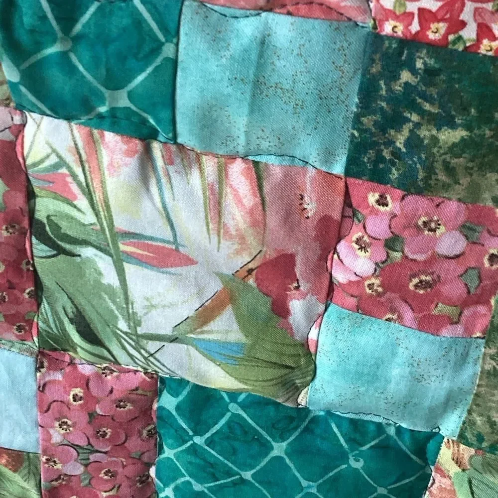 NWT. Turquoises, Corals and Greens Handcrafted Lap Quilt